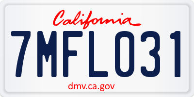 CA license plate 7MFL031