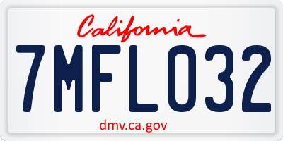 CA license plate 7MFL032