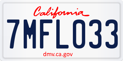 CA license plate 7MFL033