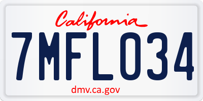 CA license plate 7MFL034