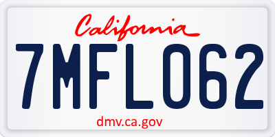 CA license plate 7MFL062