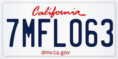 CA license plate 7MFL063