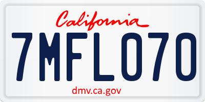 CA license plate 7MFL070