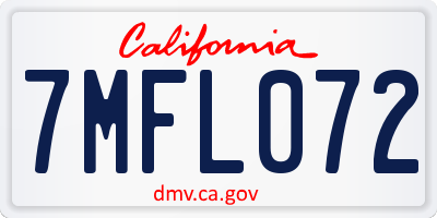 CA license plate 7MFL072