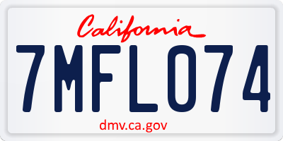 CA license plate 7MFL074
