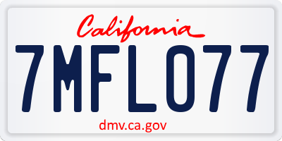 CA license plate 7MFL077