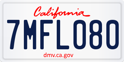 CA license plate 7MFL080