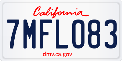 CA license plate 7MFL083