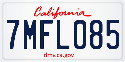 CA license plate 7MFL085