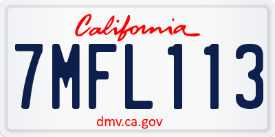 CA license plate 7MFL113