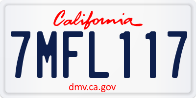 CA license plate 7MFL117
