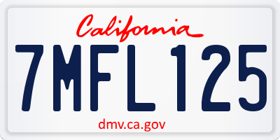 CA license plate 7MFL125