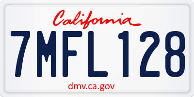 CA license plate 7MFL128