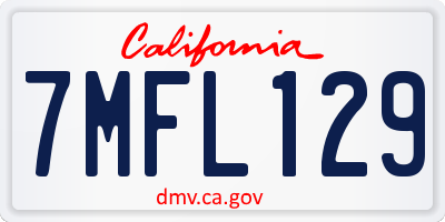 CA license plate 7MFL129
