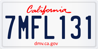 CA license plate 7MFL131