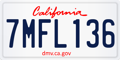 CA license plate 7MFL136