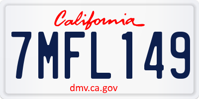 CA license plate 7MFL149