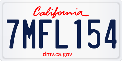CA license plate 7MFL154