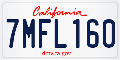 CA license plate 7MFL160