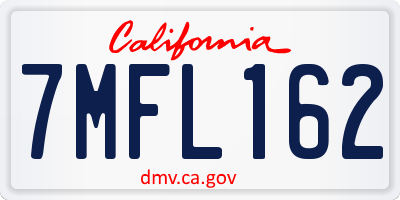 CA license plate 7MFL162