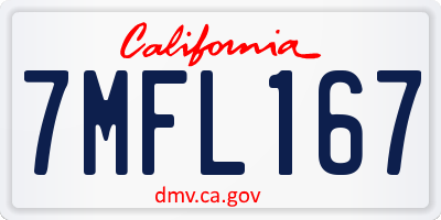 CA license plate 7MFL167