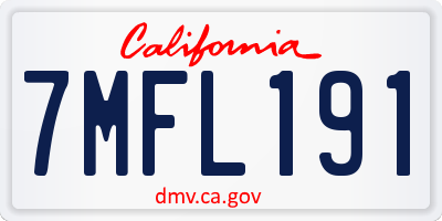 CA license plate 7MFL191