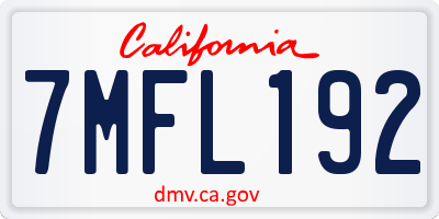 CA license plate 7MFL192