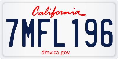 CA license plate 7MFL196