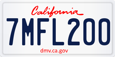 CA license plate 7MFL200