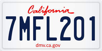 CA license plate 7MFL201
