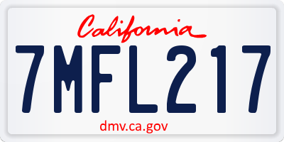 CA license plate 7MFL217