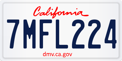 CA license plate 7MFL224