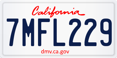 CA license plate 7MFL229