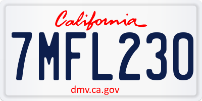 CA license plate 7MFL230