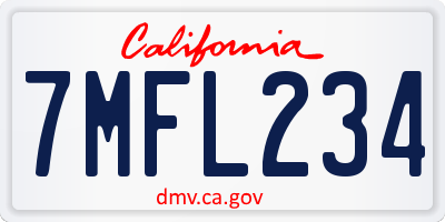 CA license plate 7MFL234