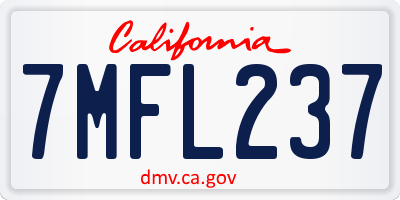 CA license plate 7MFL237