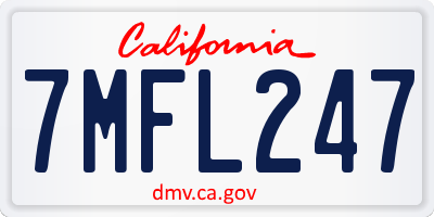 CA license plate 7MFL247