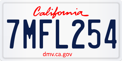 CA license plate 7MFL254