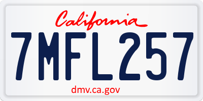 CA license plate 7MFL257
