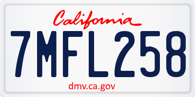 CA license plate 7MFL258