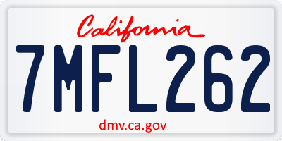 CA license plate 7MFL262