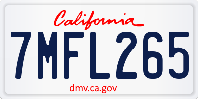 CA license plate 7MFL265