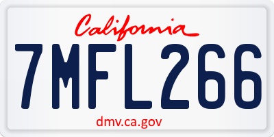 CA license plate 7MFL266