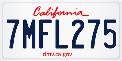 CA license plate 7MFL275