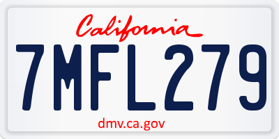 CA license plate 7MFL279