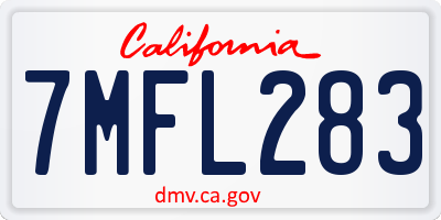 CA license plate 7MFL283