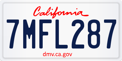 CA license plate 7MFL287