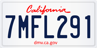 CA license plate 7MFL291