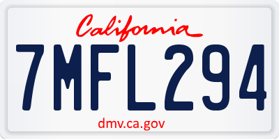 CA license plate 7MFL294