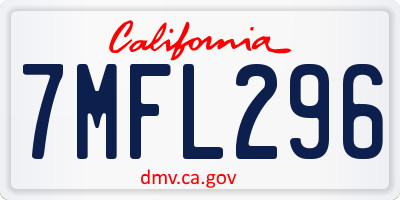 CA license plate 7MFL296